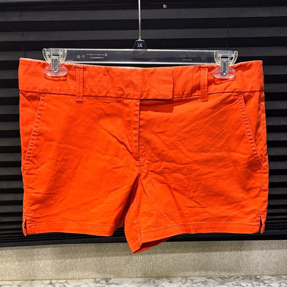 Ann Taylor Loft The Riviera Mid Rise Orange Cotton Blend Chino Preppy Short WN 8